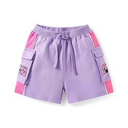 Babyhug Disney Cotton Knit Drop Shoulder Half Sleeves T-shirt & Shorts With Minnie Mouse Graphics and Foil Detailing - Lilac