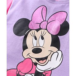 Babyhug Disney Cotton Knit Drop Shoulder Half Sleeves T-shirt & Shorts With Minnie Mouse Graphics and Foil Detailing - Lilac