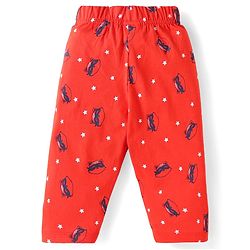 Babyhug Half Sleeves Night Suit Kitty Print - Navy Blue Red