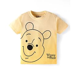 Babyhug Disney Single Jersey Knit Half Sleeves T-Shirt & Shorts Set With Winnie The Pooh Graphics & Ombre Effect - Yellow