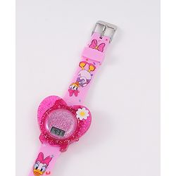 Babyhug Digital Watch Heart Shaped with Daisy Duck Print - Pink