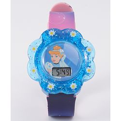 Babyhug Digital Watch with Cinderella Print - Light Blue