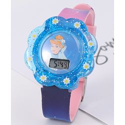 Babyhug Digital Watch with Cinderella Print - Light Blue