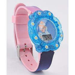 Babyhug Digital Watch with Cinderella Print - Light Blue