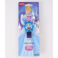 Babyhug Digital Watch with Cinderella Print - Light Blue