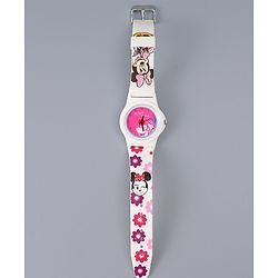 Babyhug Analog Watch with Minnie Mouse Print - Pink & White