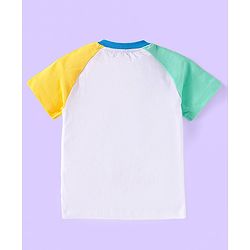 Babyhug Cotton Knit Half Sleeves T-Shirts with Cut & Sew Stripes & Text Print Pack of 3 - White