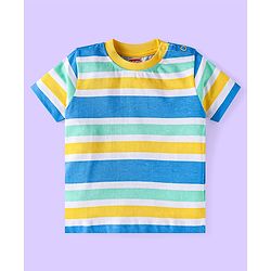 Babyhug Cotton Knit Half Sleeves T-Shirts with Cut & Sew Stripes & Text Print Pack of 3 - White