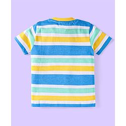 Babyhug Cotton Knit Half Sleeves T-Shirts with Cut & Sew Stripes & Text Print Pack of 3 - White