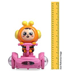 Babyhug Premium Balancing Car Toy with Interactive Revolving Cute Car with 4 Different Expressions| Colorful Led Lights & Music -Pink