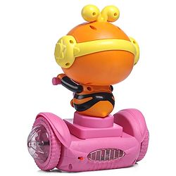 Babyhug Premium Balancing Car Toy with Interactive Revolving Cute Car with 4 Different Expressions| Colorful Led Lights & Music -Pink