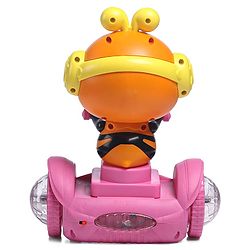 Babyhug Premium Balancing Car Toy with Interactive Revolving Cute Car with 4 Different Expressions| Colorful Led Lights & Music -Pink