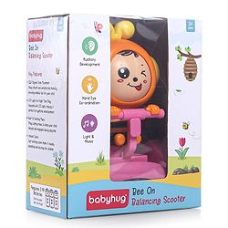 Babyhug Premium Balancing Car Toy with Interactive Revolving Cute Car with 4 Different Expressions| Colorful Led Lights & Music -Pink