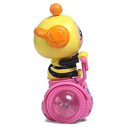 Babyhug Premium Balancing Car Toy with Interactive Revolving Cute Car with 4 Different Expressions| Colorful Led Lights & Music -Baby Pink