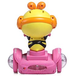 Babyhug Premium Balancing Car Toy with Interactive Revolving Cute Car with 4 Different Expressions| Colorful Led Lights & Music -Baby Pink