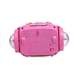 Babyhug Premium Balancing Car Toy with Interactive Revolving Cute Car with 4 Different Expressions| Colorful Led Lights & Music -Baby Pink