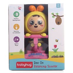 Babyhug Premium Balancing Car Toy with Interactive Revolving Cute Car with 4 Different Expressions| Colorful Led Lights & Music -Baby Pink