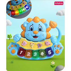 Babyhug 3 in 1 Premium Musical Lion Piano Toy with Lights |Animal Sounds| Melodies