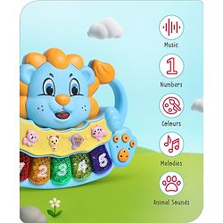 Babyhug 3 in 1 Premium Musical Lion Piano Toy with Lights |Animal Sounds| Melodies
