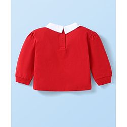 Babyhug Disney Single Jersey Knit  Full Sleeves T-Shirt & Leggings Set With Minnie Mouse Graphics & Badge Detailing - Red