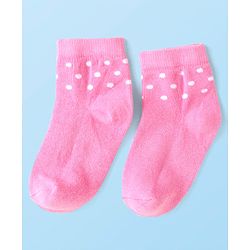 Cute Walk by Babyhug Knit Ankle Length Socks with Stripes Polka Dots & Text Design Pack of 5 - White & Pink