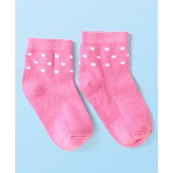 Cute Walk by Babyhug Knit Ankle Length Socks with Stripes Polka Dots & Text Design Pack of 5 - White & Pink