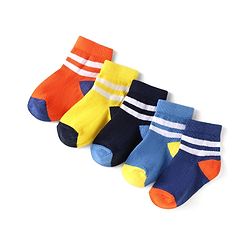 Cute Walk by Babyhug Knit Ankle Length Antibacterial Socks with Stripes Pack of 5 - Multicolor