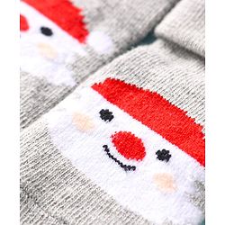 Cute Walk by Babyhug Knit Antibacterial Ankle Length Socks with Christmas Theme Design Pack of 3 - Red Grey & Black
