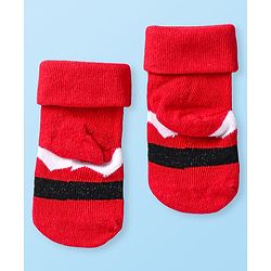 Cute Walk by Babyhug Knit Antibacterial Ankle Length Socks with Christmas Theme Design Pack of 3 - Red Grey & Black