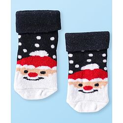 Cute Walk by Babyhug Knit Antibacterial Ankle Length Socks with Christmas Theme Design Pack of 3 - Red Grey & Black