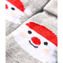 Cute Walk by Babyhug Knit Antibacterial Ankle Length Socks with Christmas Theme Design Pack of 3 - Red Grey & Black