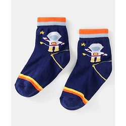 Cute Walk by Babyhug Knit Ankle Length Anti Bacterial Socks with Space Design Pack of 5 - Multicolor