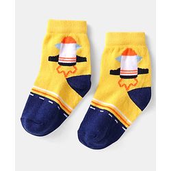 Cute Walk by Babyhug Knit Ankle Length Anti Bacterial Socks with Space Design Pack of 5 - Multicolor