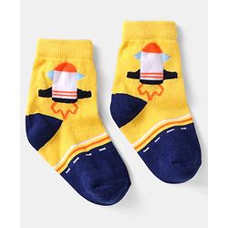 Cute Walk by Babyhug Knit Ankle Length Anti Bacterial Socks with Space Design Pack of 5 - Multicolor