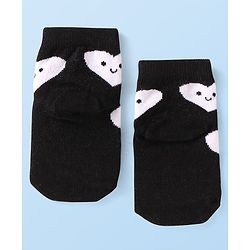 Cute Walk by Babyhug Knit Ankle Length Antibacterial Socks with Hearts Design Pack of 3 - Black Red & White
