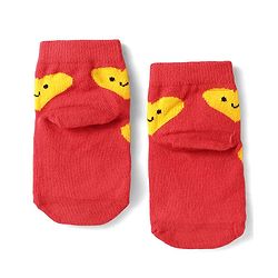 Cute Walk by Babyhug Knit Ankle Length Antibacterial Socks with Hearts Design Pack of 3 - Black Red & White
