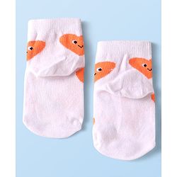 Cute Walk by Babyhug Knit Ankle Length Antibacterial Socks with Hearts Design Pack of 3 - Black Red & White