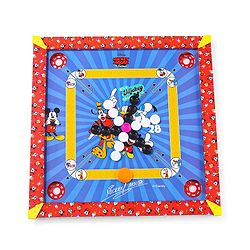 Babyhug Disney 2 in 1  Mickey Theme Carrom Board and Ludo|Multi Game - Family fun|20x20 inch|Carrom,Ludo|Compact for All Ages - Multicolor