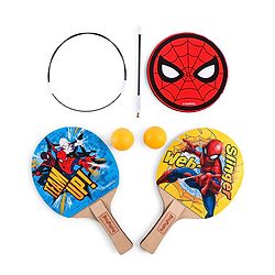 Babyhug Marvel Spiderman Wooden Table Tennis Trainer Toy Ping Pong Paddle Set for Kids|Portable Activity And Exercise Sports Toy with 2 Balls and 2 Wooden Rackets