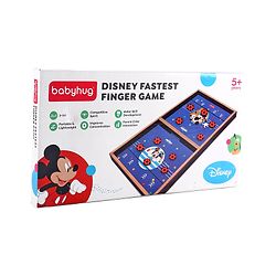 Babyhug Disney Mickey & Friends Theme 3 in 1 Fastest Finger Game |Improves Hand eye Co-ordination| Learning and Educational Toy| Family Board Game with Sling Puck Board,Ludo Snake & Ladder|Indoor Toys & Games for Kids.