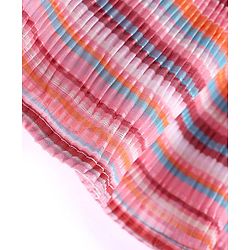 Babyhug Cotton Woven Frill Sleeves Striped Frock With Frill Detailing - Blue & Red