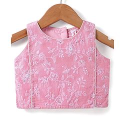 Babyhug  Sleeveless Net Embroidered Lehenga Choli and Dupatta Set- Pink