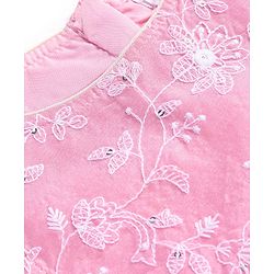 Babyhug  Sleeveless Net Embroidered Lehenga Choli and Dupatta Set- Pink