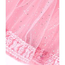 Babyhug  Sleeveless Net Embroidered Lehenga Choli and Dupatta Set- Pink