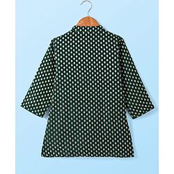 Babyhug Woven Full Sleeves Foil Printed Kurta Pajama Set - Dark Green