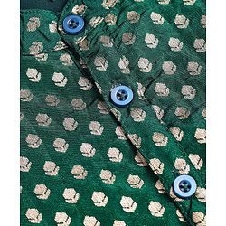 Babyhug Woven Full Sleeves Foil Printed Kurta Pajama Set - Dark Green