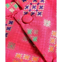 Babyhug Cotton Woven Full Sleeves Kurta Pyjama Set With Hand Block Print - Dark Pink