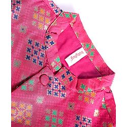 Babyhug Cotton Woven Full Sleeves Front Open Foil Printed Pyjama Kurta Set - Dark Pink