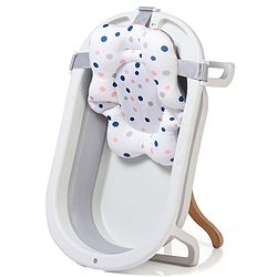 Babyhug Foldable Bath Tub With Printed Cushion - Grey