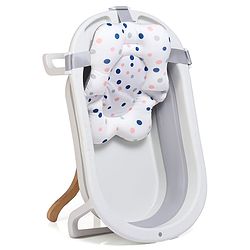 Babyhug Foldable Bath Tub With Printed Cushion - Grey